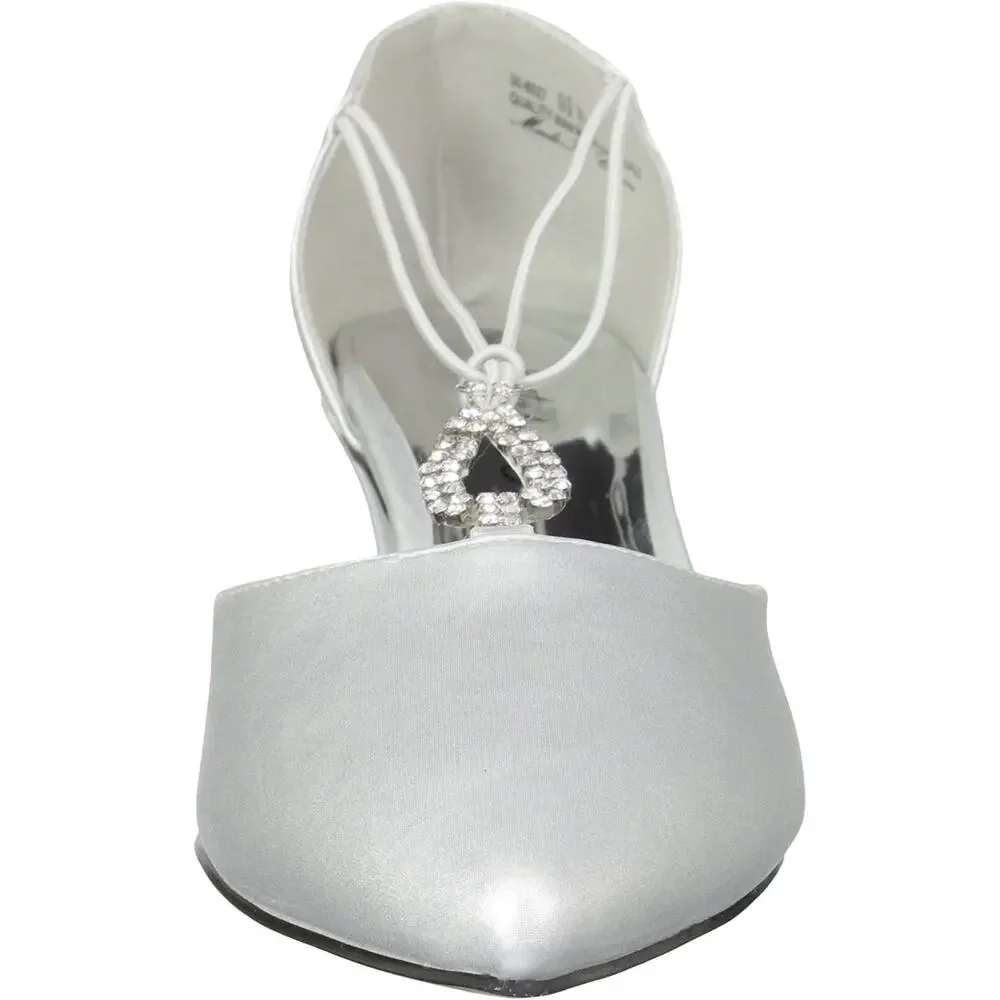 Easy Street Women D'orsay Pointed Pump Heels Moonlight Size US 10N Silver Satin